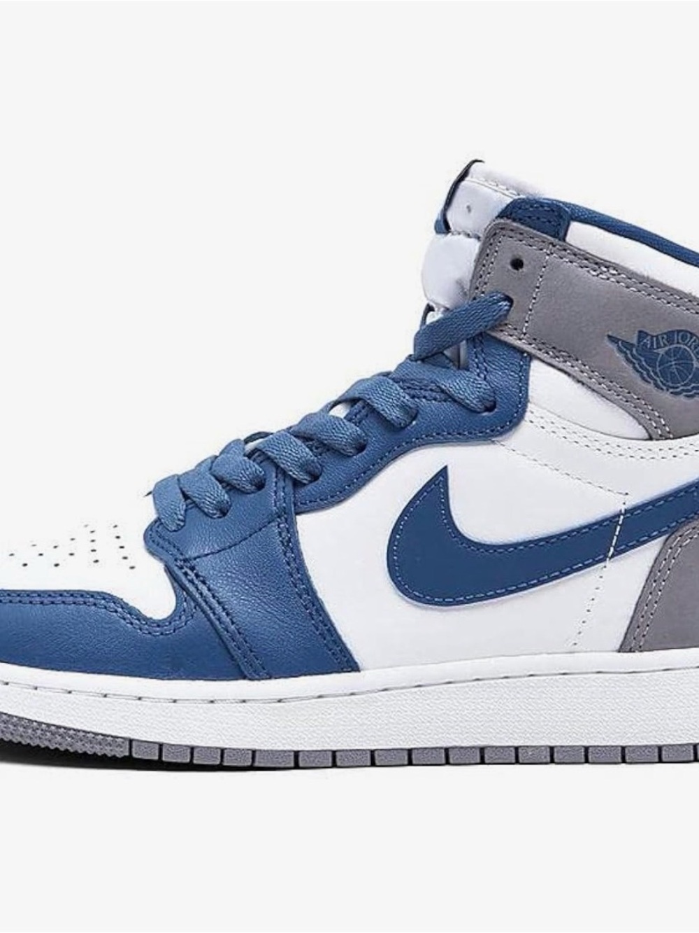 Air Jordan 1 High-Top Sneakers in White, Blue & Gray Youth 6.5